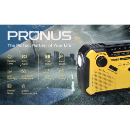 Prunus J-369 3000maH Radio AM/FM Solcelle/Håndsving