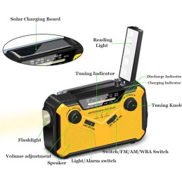Prunus J-369 3000maH Radio AM/FM Solcelle/Håndsving