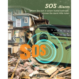 Prunus J-369 3000maH Radio AM/FM Solcelle/Håndsving