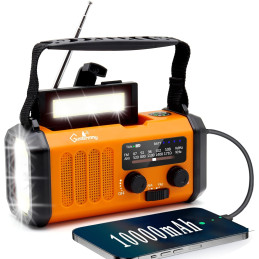 Solar Håndsving Radio FM/AM 10,000 mAh PowerBank