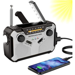 Prunus J-369 3000maH Radio AM/FM Solcelle/Håndsving