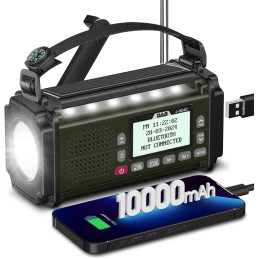 PRUNUS J-924D 10000mAh nødradio, Solar DAB+/FM/SD/BT/USB+AAA