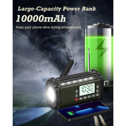 PRUNUS J-924D 10000mAh nødradio, Solar DAB+/FM/SD/BT/USB+AAA