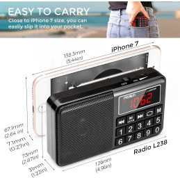 PRUNUS J-429SW bærbar radio lille FM/AM(MW)/SW