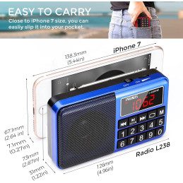 PRUNUS J-429SW bærbar radio lille FM/AM(MW)/SW
