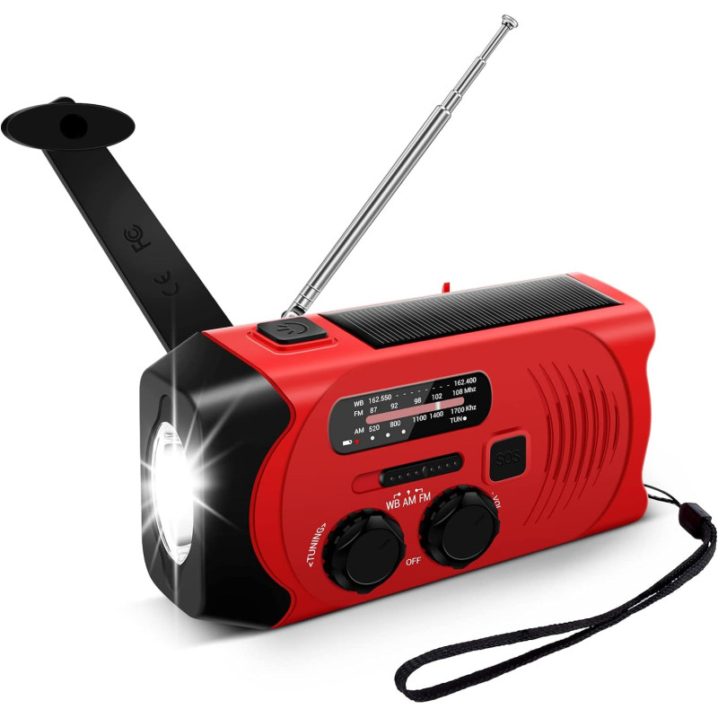 Solar Håndsving Radio FM/AM radio 2000mAh Solar Håndsving Radio FM/AM radio 2000mAh