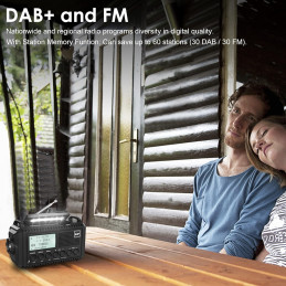 DAB/DAB+/FM Digital 5000mAh nødradio, Solar,USB+AAA