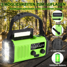 Solar Håndsving Radio FM/AM 10,000 mAh PowerBank