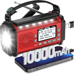 PRUNUS J-924D 10000mAh nødradio, Solar DAB+/FM/SD/BT/USB+AAA