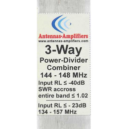 144 – 148 MHz Power Divider 3-Way “N” Connectors 1/4 wl
