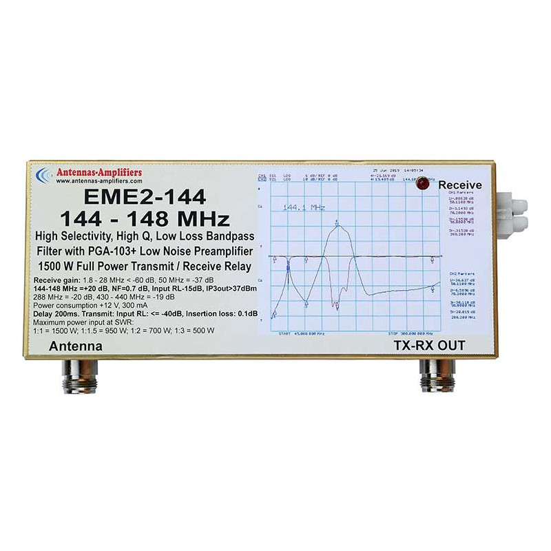 Dualband 144/432 MHz 1500/1200W LNA incl. outdoorbox