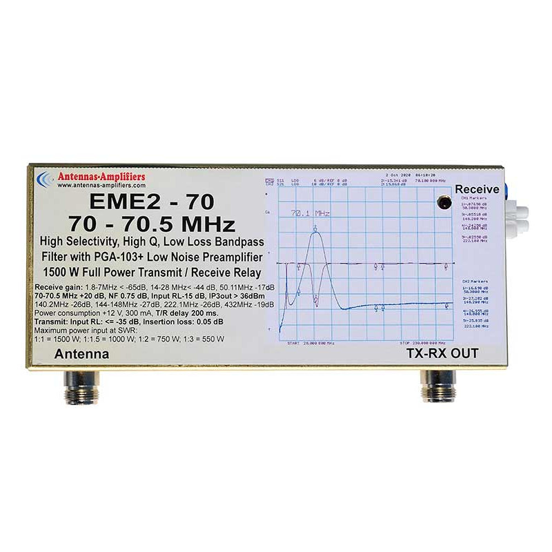70MHz 1500W Low Noise Preamplifier EME2